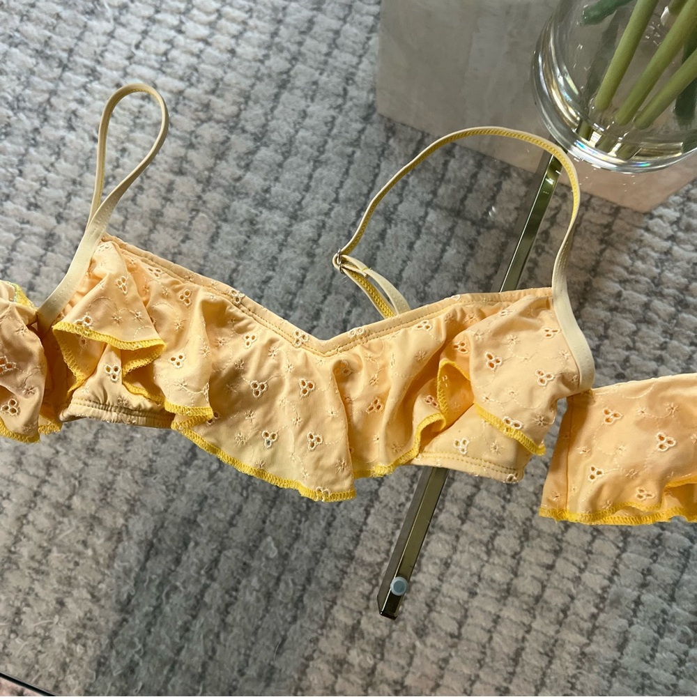 Dippin Daisy Yellow Ruffled eyelet swim top